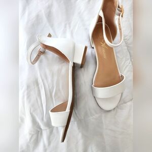 Girls, size 2, white, short heeled shoe